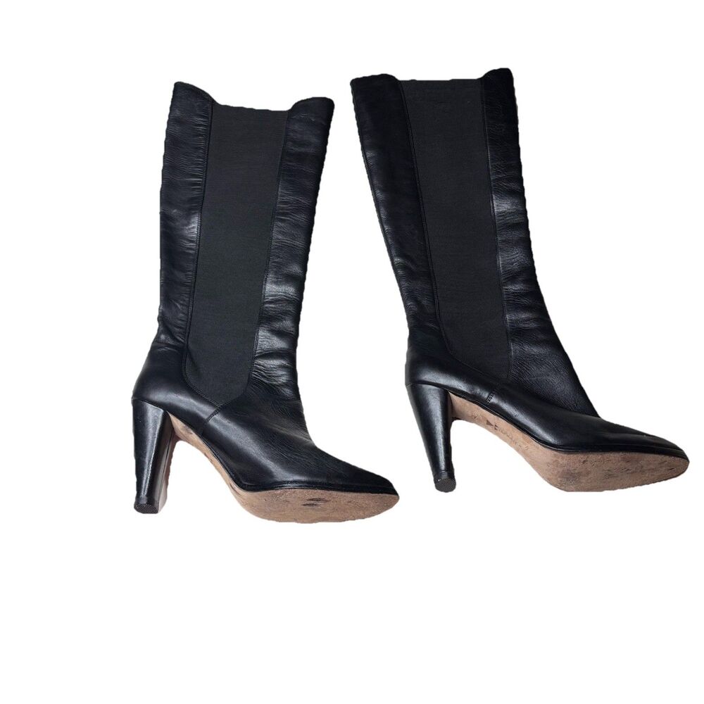 Danblack Knee High Black Riding Pull On Boot Heeled Boots Size 9.5